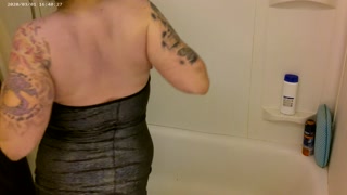 4K HD Candid Voyeur Shower play! Smoking Showering, Shaving Fingering pussy to cum in bathtub