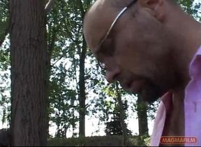 Two Hiker Meet a Cute Girl in the Woods for Some Pleasure