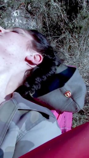 French skinny brunette Olly Doll in military uniform fucked hard in the ass   Clip 3