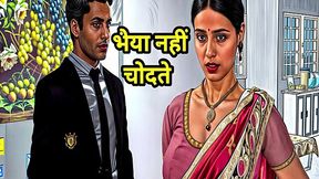 Indian Stepsister-in-Law Busts Brother-in-Law Jerking Off, Gets Fuck of Her Life in Hindi