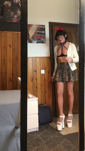 Walking in the New White High Heels Shoes