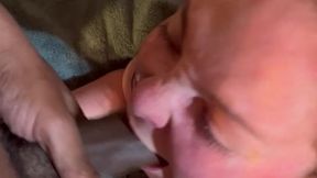 White cutie gags on BBC in sloppy deepthroat face smash