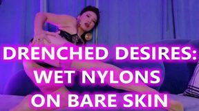 Drenched Desires: Wet Nylons on Bare Skin - Mz Kim Asian Goddess Foot Slave Training Foot Tease in Vintage Stockings WMV