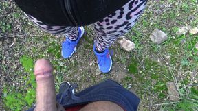 Horny Stepson Begged Me to Cum on My Hairy Pussy Outdoors in a Park