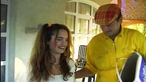 A tiny German girl gets a big load of cum inside her hungry mouth