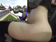 Femboy fucks himself with tail plug while playing Minecraft bedwars