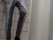 After hours of holding up, I desperately needed to pee. Too late to undress my jeans. A super horny