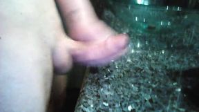 Tattooed Guy Jerks Off and Cums in Bathroom