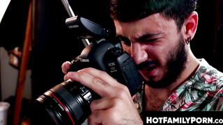 HotFamilyPorn.com - Good looking stud shoots jizz on nasty jock stepdad hard