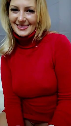 Thrilling moment from "Red Sweater Handjob"