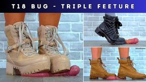 T18 Bug Cam - Triple Feeture - Ballbusting Boots Vol 1, 2 & 3: Cum Under The Rough Soles Of My Desert Boots, Kurt Geiger Boots and Timberland Boots - Cock Balls Trampling CBT Crush Boot Fetish