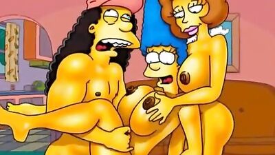 Mature cartoon babe Marge Simpson cheats in steamy home sex video