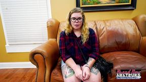 nerdy cute blonde quinn gets her pussy and ass fucked in doggystyle!