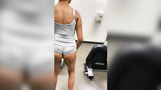 Thin hispanic Cutie Cherri Babii fucks two bbc at the gym