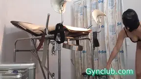 Doctor's medical fetish exam on a shaved pussy patient