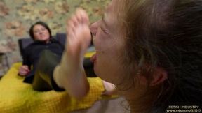 Lick my divine feet, slave girl! Promo