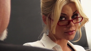 Blonde teacher Riley Steele gets shafted in the classroom