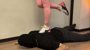 I love kicking, humiliating, trampling and dominating my pathetic slave under my shoes