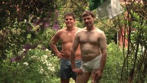 One Woman Two Guys - Slut Gets Spit-roasted and Covered in Cum