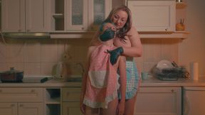 Gloved Hand Over Mouth - Tall Stepmom Inspects &amp; Dildo Fucks Her Tiny Stepdaughter