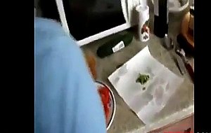 Fucking  cuming on my stepmoms ass while shes in the kitchen