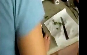 Fucking  cuming on my stepmoms ass while shes in the kitchen