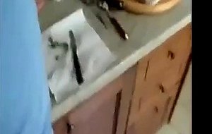 Fucking  cuming on my stepmoms ass while shes in the kitchen