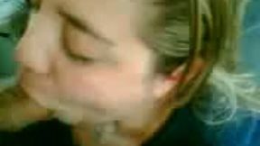My tempting blonde babe sucks my strong erected cock