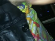 Spraying Cum All Over Smooth Leather Blazer