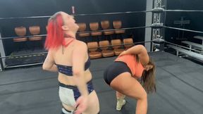 BBW brunette smothered by blondes