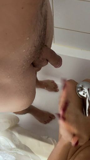 Shaving His Big Dick in Bathroom