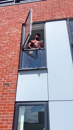 Arab Stepdaddy Wanting in Street and Cuming in Window and Cuming on Street