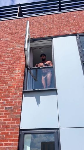 Arab Stepdaddy Wanting in Street and Cuming in Window and Cuming on Street