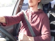 Huge Cock needed to cum while driving, I couldnt wait public