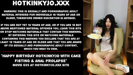 Happy birthday Hotkinkyjo with cake fisting & anal prolapse