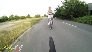 Dirty Women Flashing Jugs and PAWG while Rides Bike. KinkyMylf
