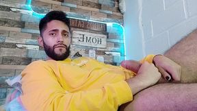 jerking off, lots of precum, hard as rock and strong orgasm