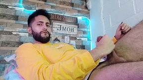 jerking off, lots of precum, hard as rock and strong orgasm
