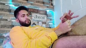jerking off, lots of precum, hard as rock and strong orgasm