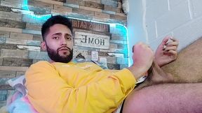 jerking off, lots of precum, hard as rock and strong orgasm