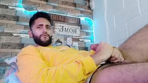jerking off, lots of precum, hard as rock and strong orgasm