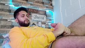jerking off, lots of precum, hard as rock and strong orgasm
