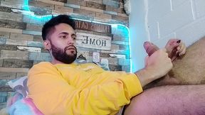 jerking off, lots of precum, hard as rock and strong orgasm
