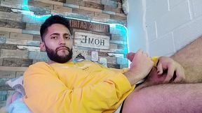 jerking off, lots of precum, hard as rock and strong orgasm