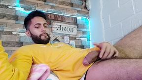 jerking off, lots of precum, hard as rock and strong orgasm