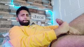 jerking off, lots of precum, hard as rock and strong orgasm
