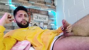 jerking off, lots of precum, hard as rock and strong orgasm