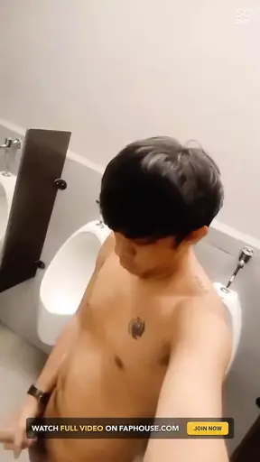 Young Asia Teen Guy Wanking on a Public Mcdonnalds Toilet