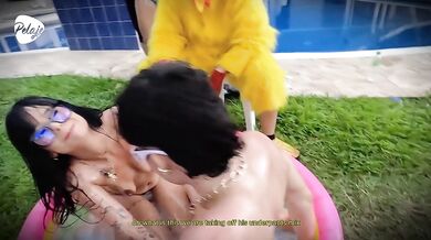 Stepbro steps out slick and I cream my win puddle outside in Bucaramanga soap