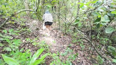 Thai girl cries in the woods while a stranger catches her picking mushrooms